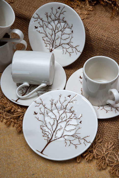 Hermia Juego de tazas de café Hayat Ağacı, 12 piezas, Multicolor